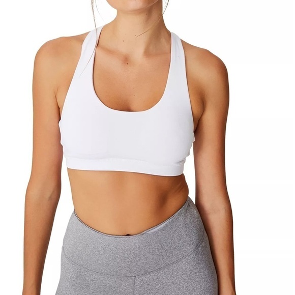 NWT - Cotton On Body Women's Strappy Sports crop bra neon orchid texture - Picture 10 of 14